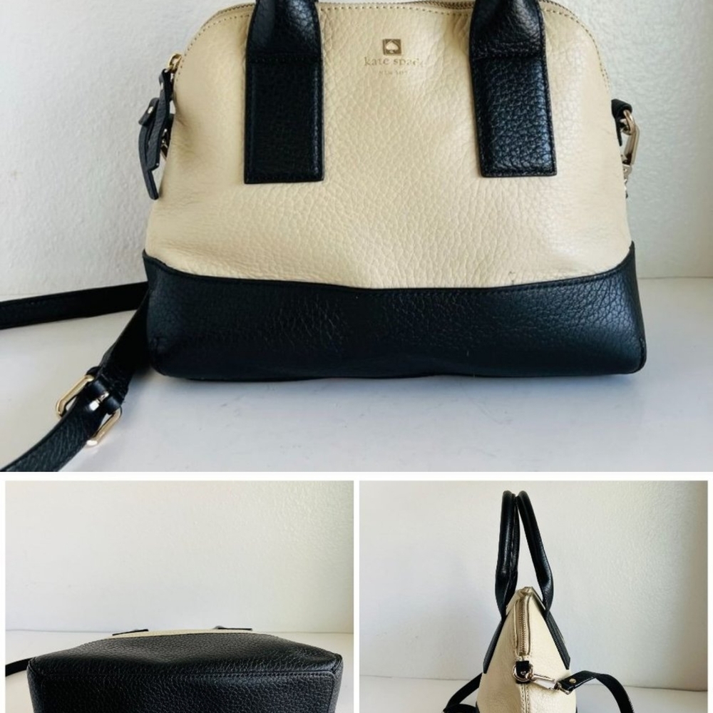 Kate Spade Pebbled Leather Black & Cream Medium Crossbody Bag